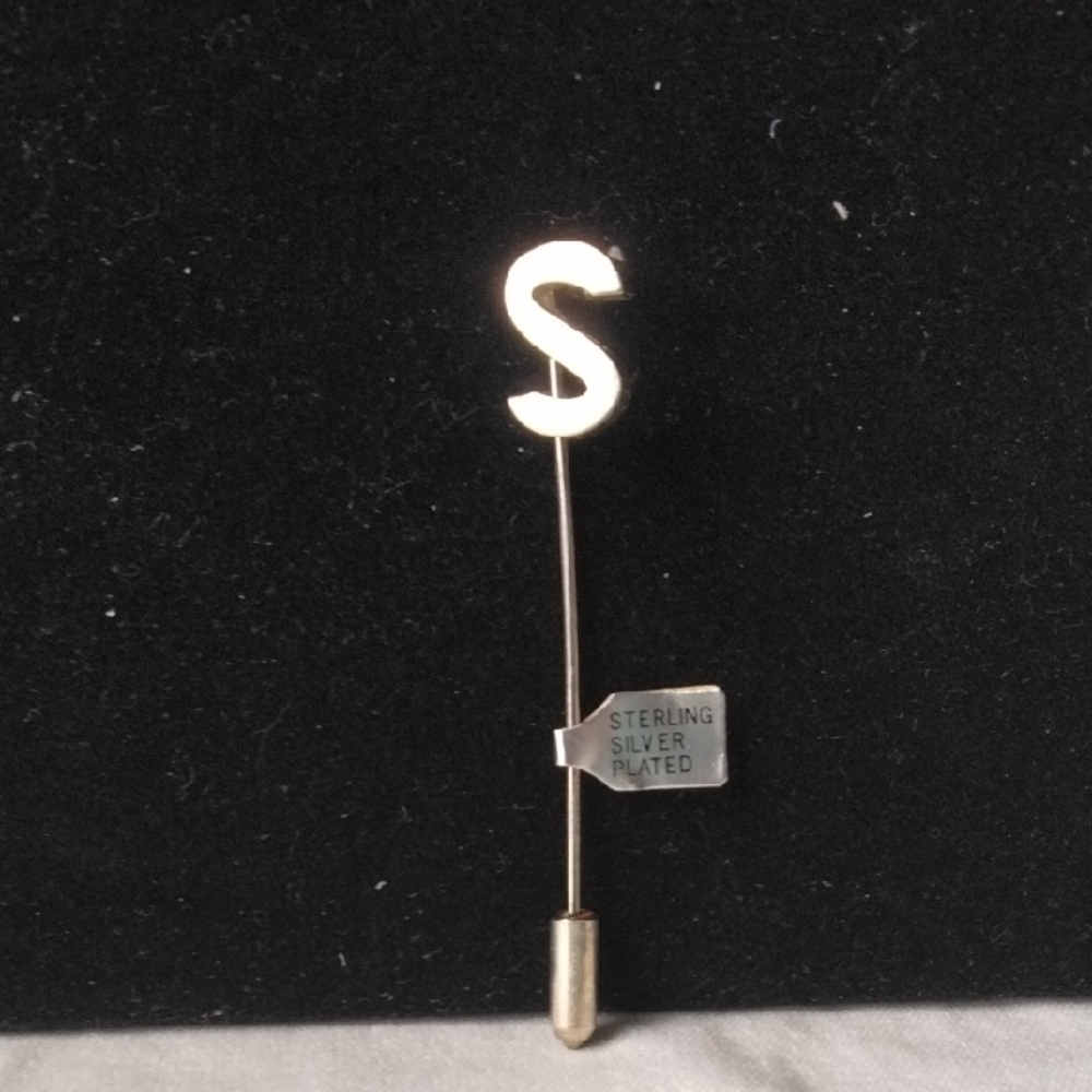 Vintage Sterling Silver-Plated 'S' Stick Pin